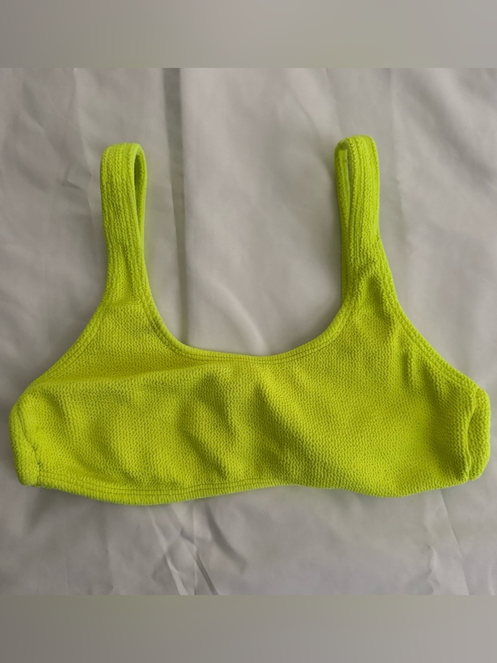 Pilyq Neon Lime Textured Scoop Bikini Top